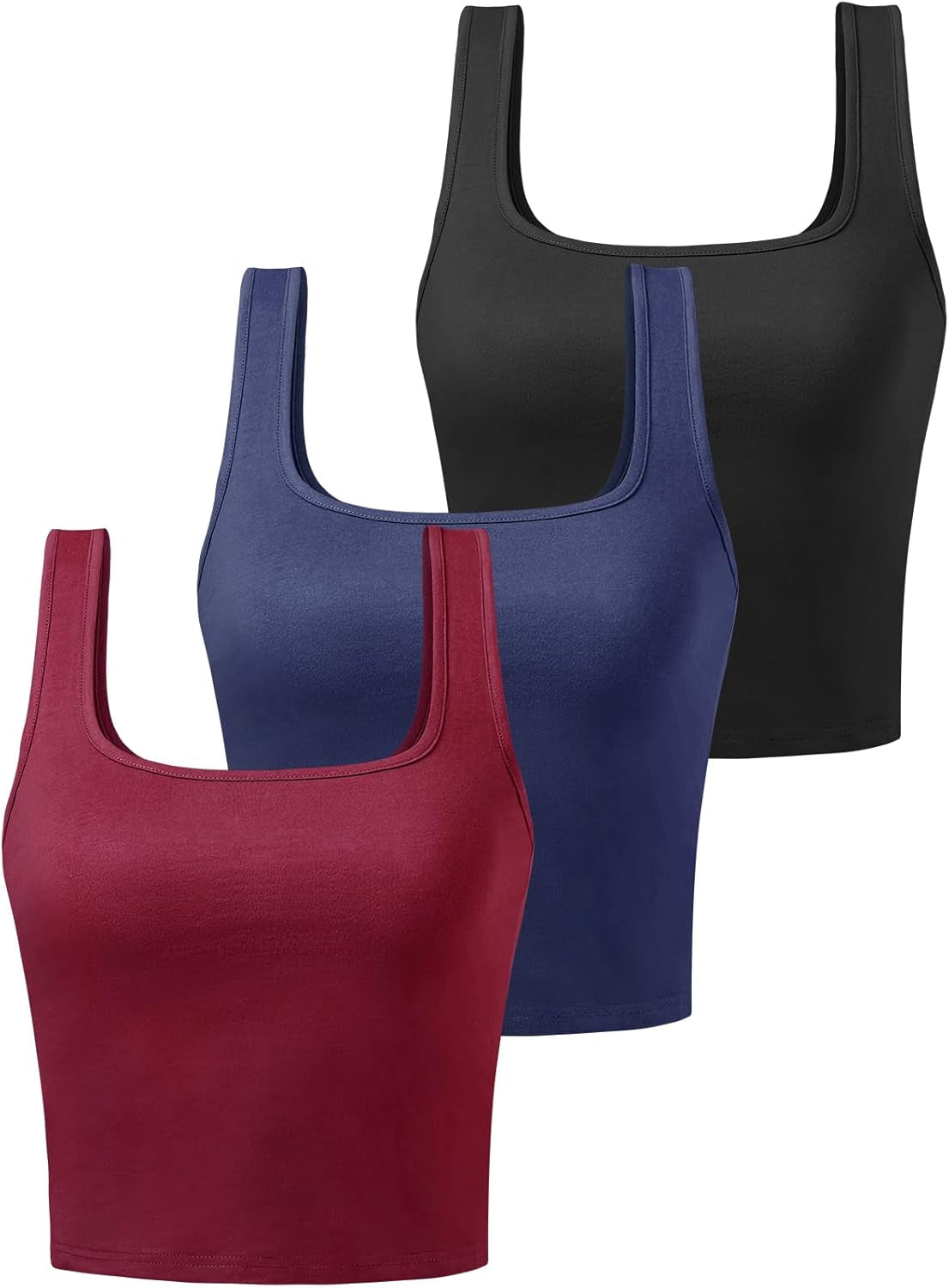 Sports Crop Tank Tops for Women Cropped Workout Tops Racerback Running Yoga Tanks Cotton Sleeveless Gym Shirts 3 Pack