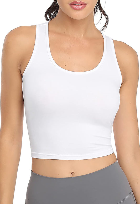 Sports Crop Tank Tops for Women Cropped Workout Tops Racerback Running Yoga Tanks Cotton Sleeveless Gym Shirts 3 Pack