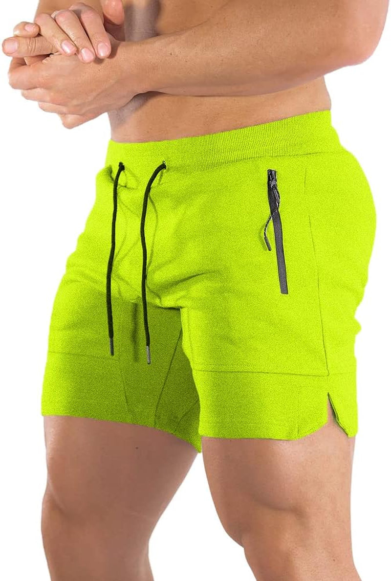 Men'S 5" Gym Workout Shorts,Fitted Jogging Short Pants for Bodybuilding Running Training with Zipper Pockets