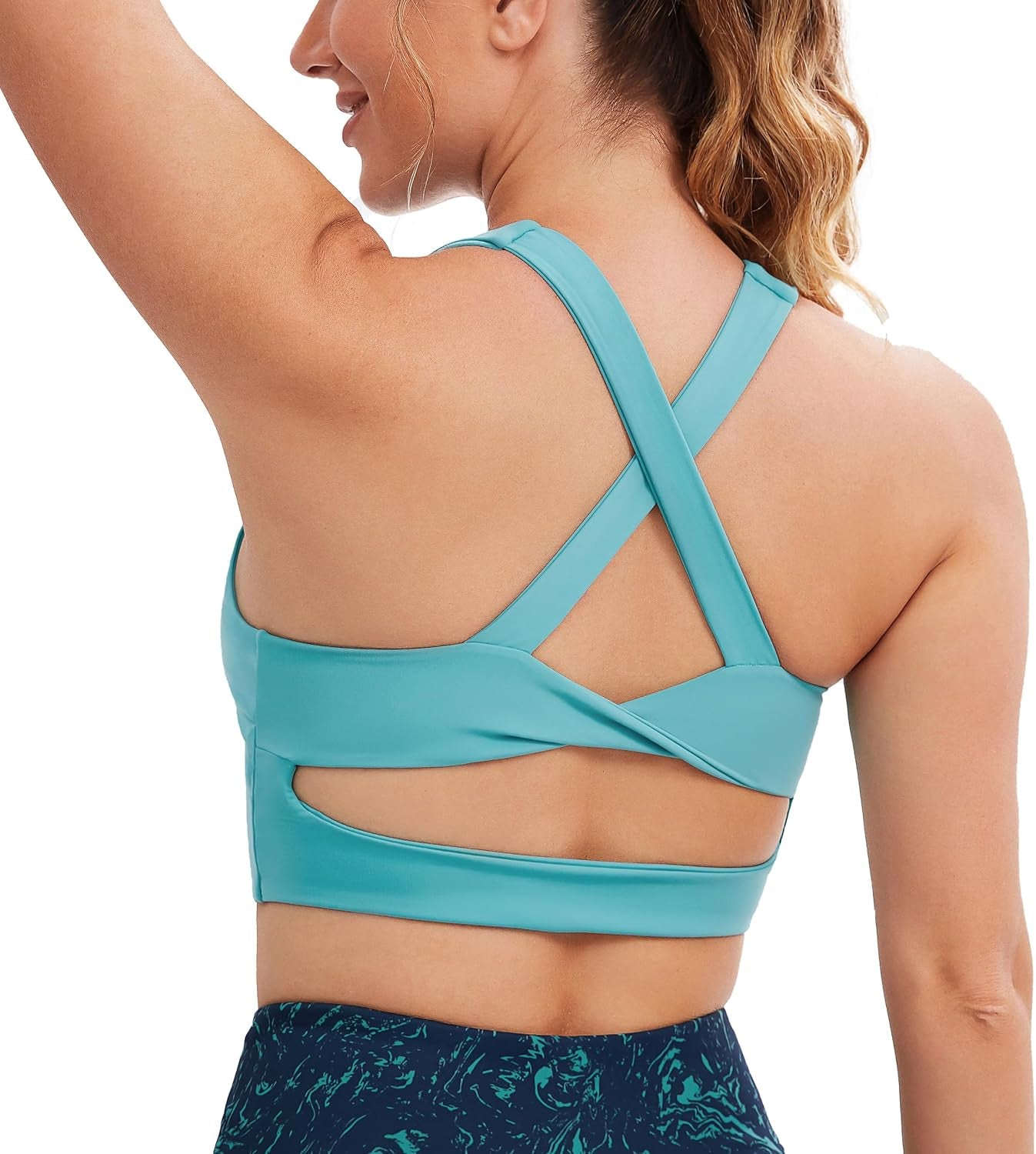 Sports Bras for Women Criss-Cross Back Padded Workout Tank Tops Medium Support Crop Tops for Women