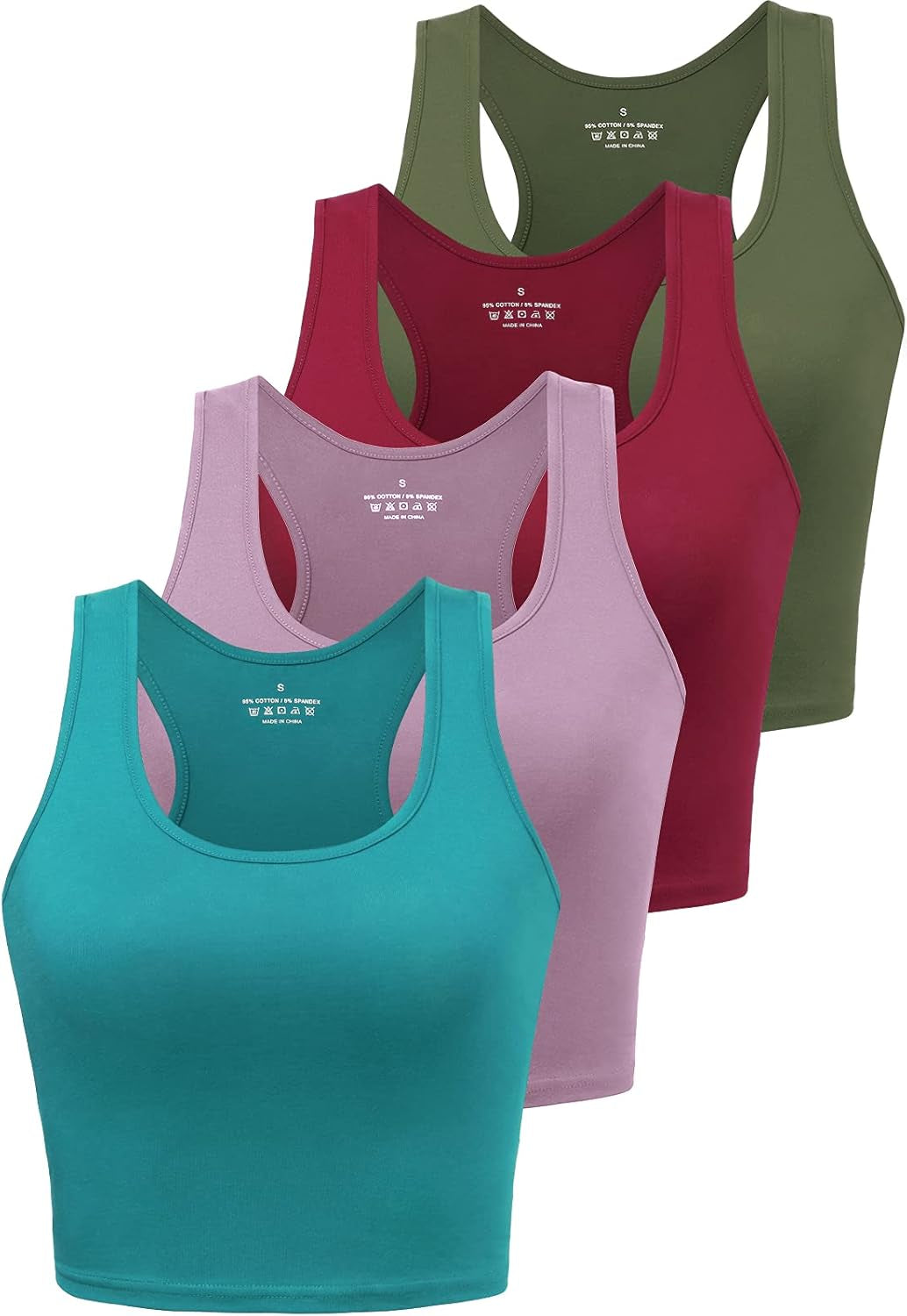 Sports Crop Tank Tops for Women Cropped Workout Tops Racerback Running Yoga Tanks Cotton Sleeveless Gym Shirts 3 Pack