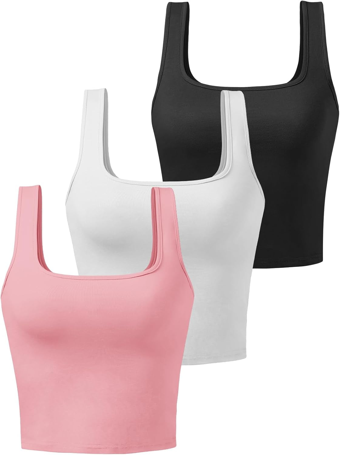 Sports Crop Tank Tops for Women Cropped Workout Tops Racerback Running Yoga Tanks Cotton Sleeveless Gym Shirts 3 Pack