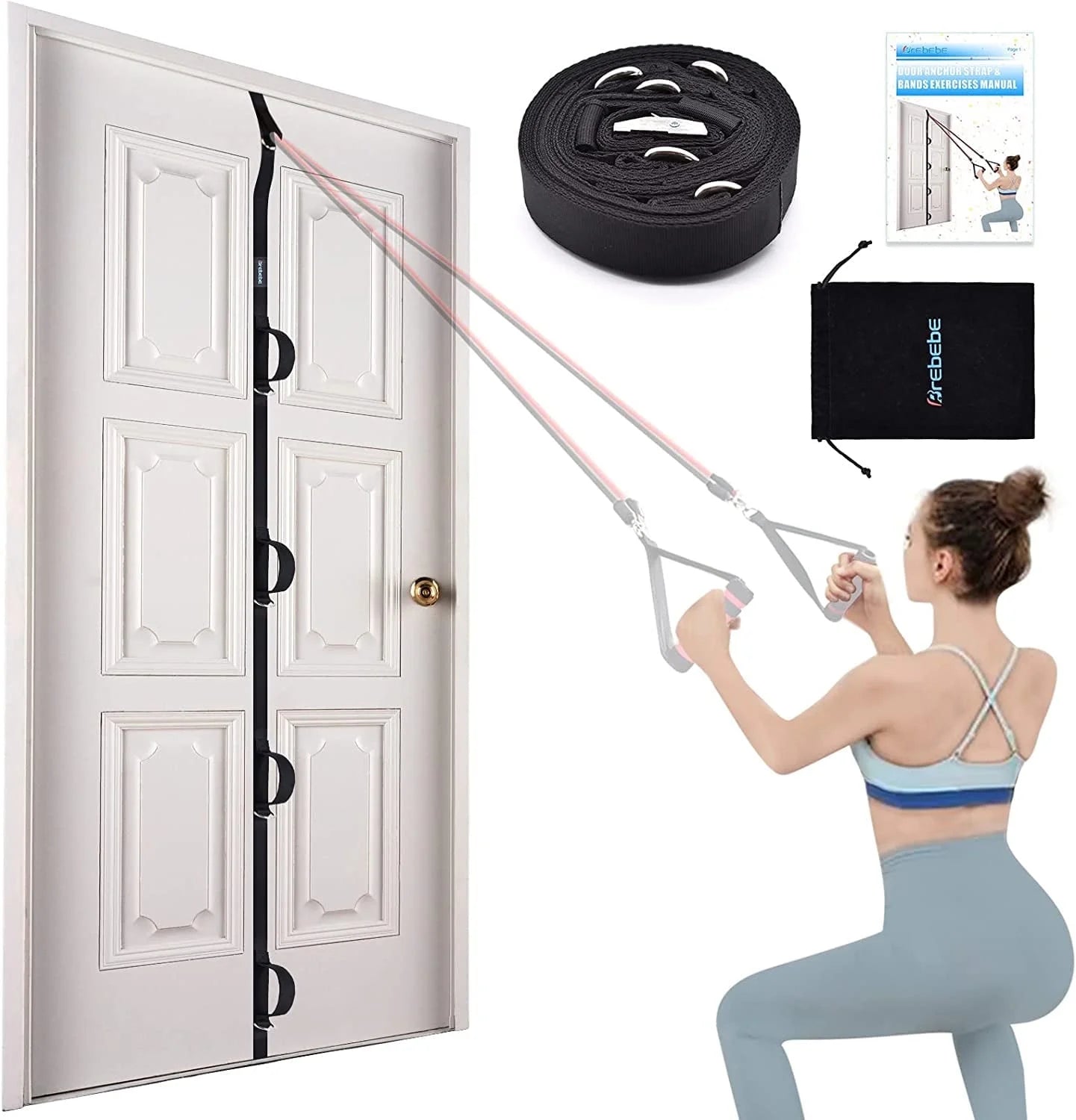 Nylon Door Anchor Strap for Resistance Exercise, Resistance Bands Portable Home Gym.Punching-Free