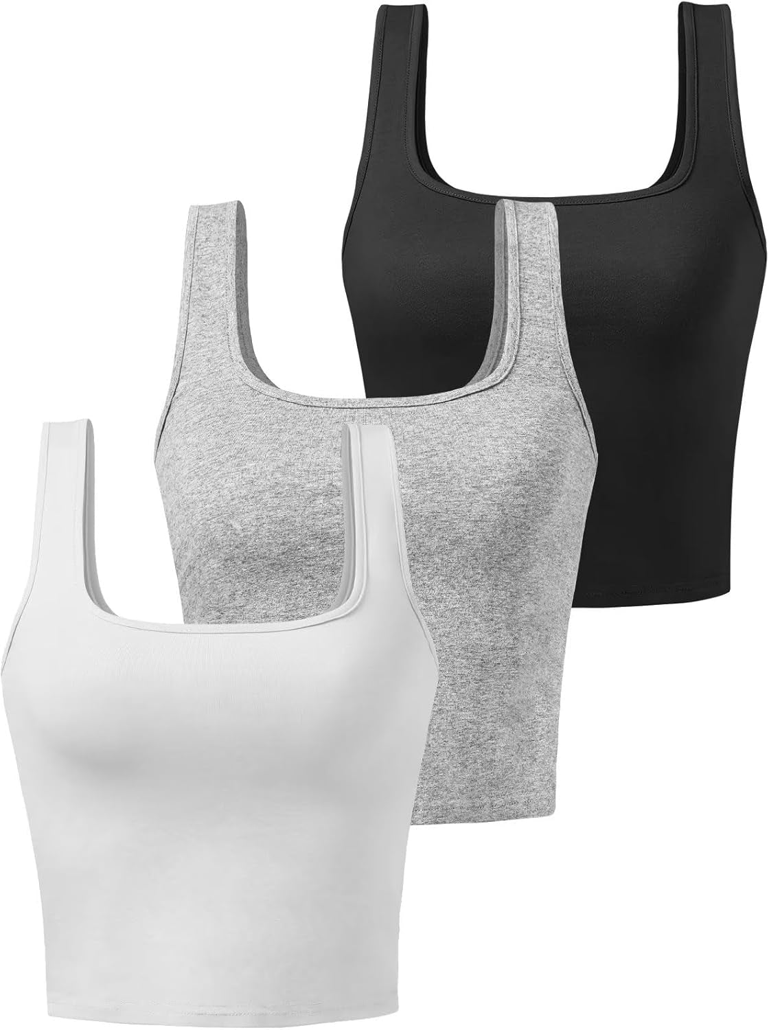 Sports Crop Tank Tops for Women Cropped Workout Tops Racerback Running Yoga Tanks Cotton Sleeveless Gym Shirts 3 Pack