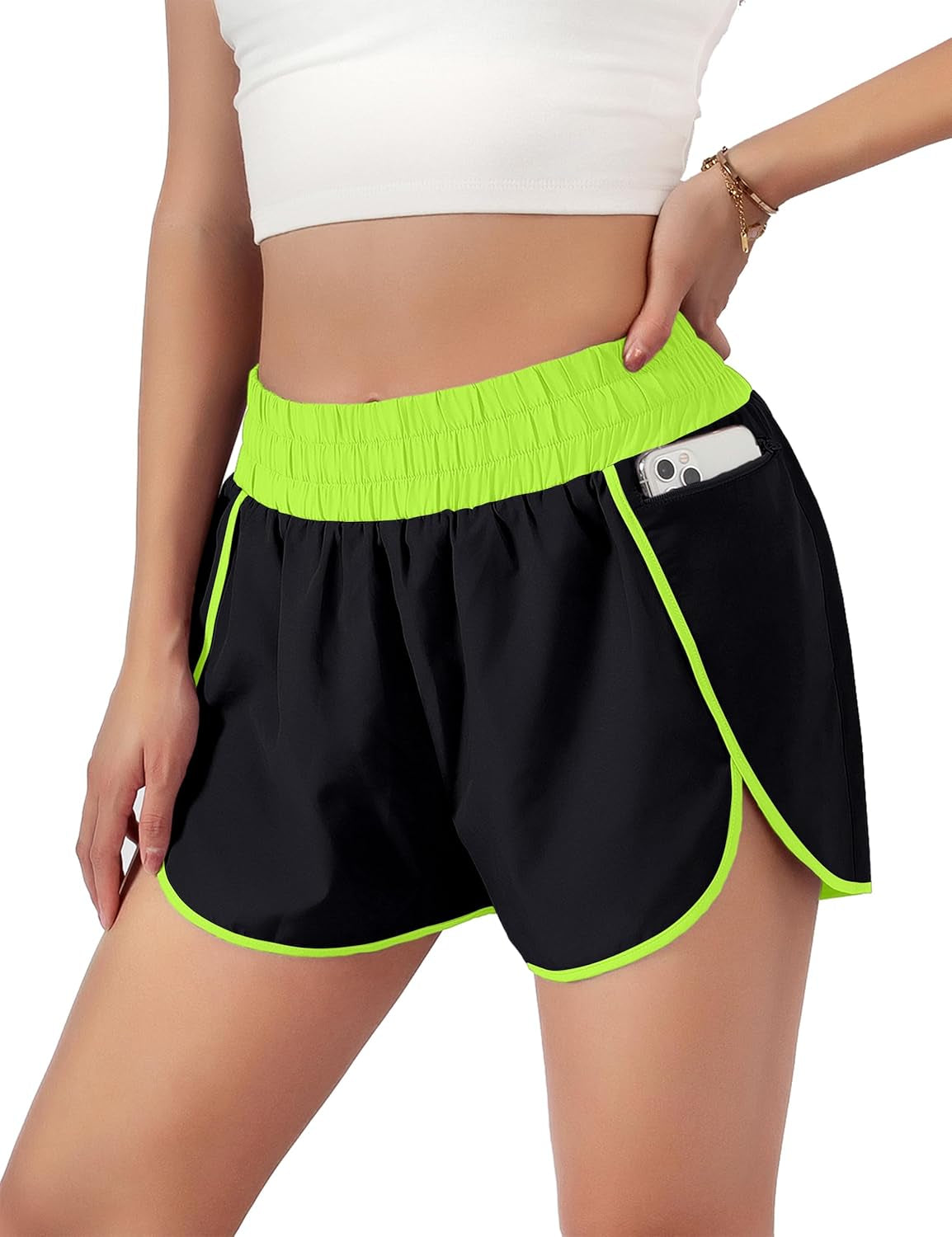 Women'S Quick-Dry Running Shorts Workout Sport Layer Active Shorts with Pockets 1.75"