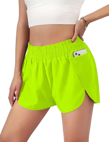 Women'S Quick-Dry Running Shorts Workout Sport Layer Active Shorts with Pockets 1.75"