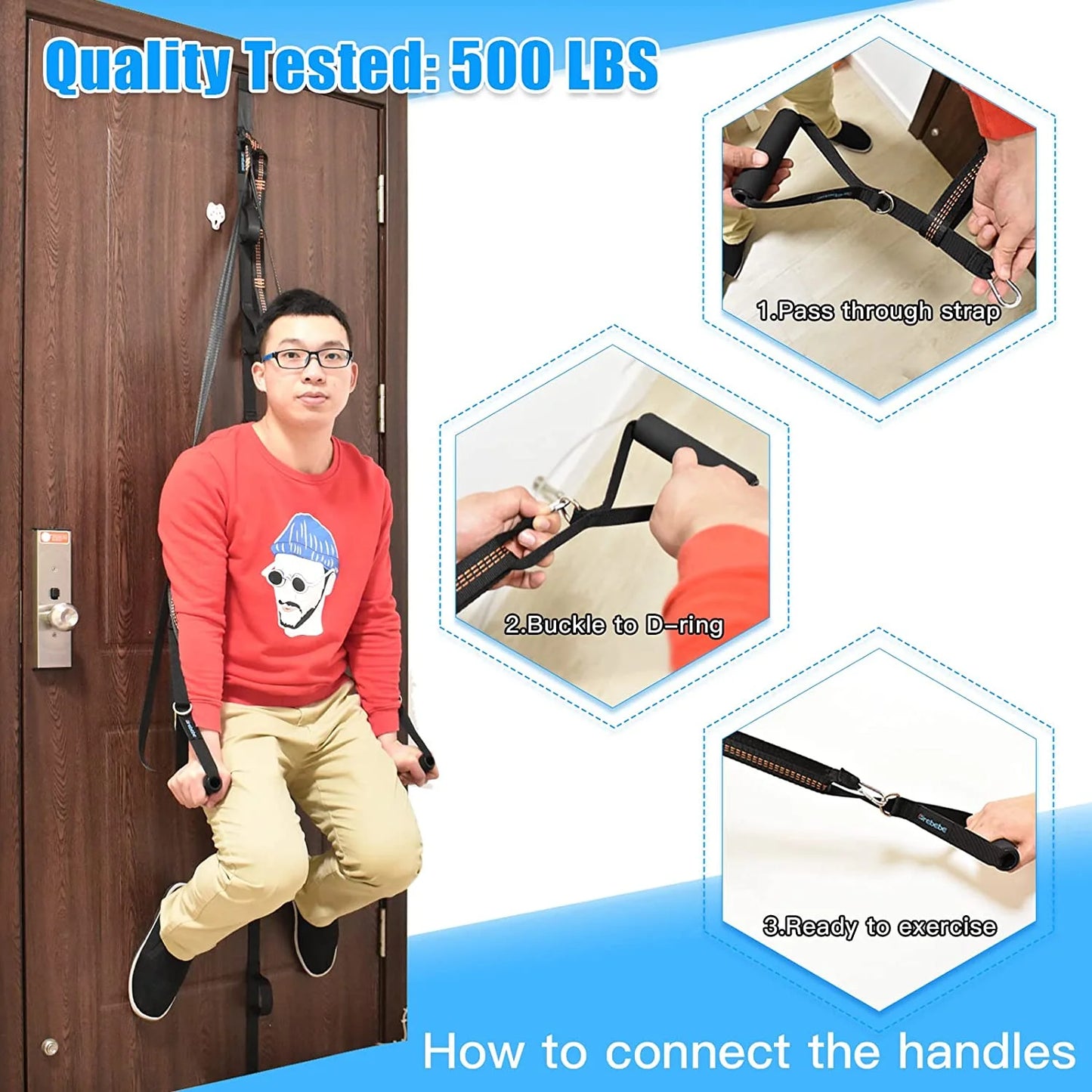 Nylon Door Anchor Strap for Resistance Exercise, Resistance Bands Portable Home Gym.Punching-Free