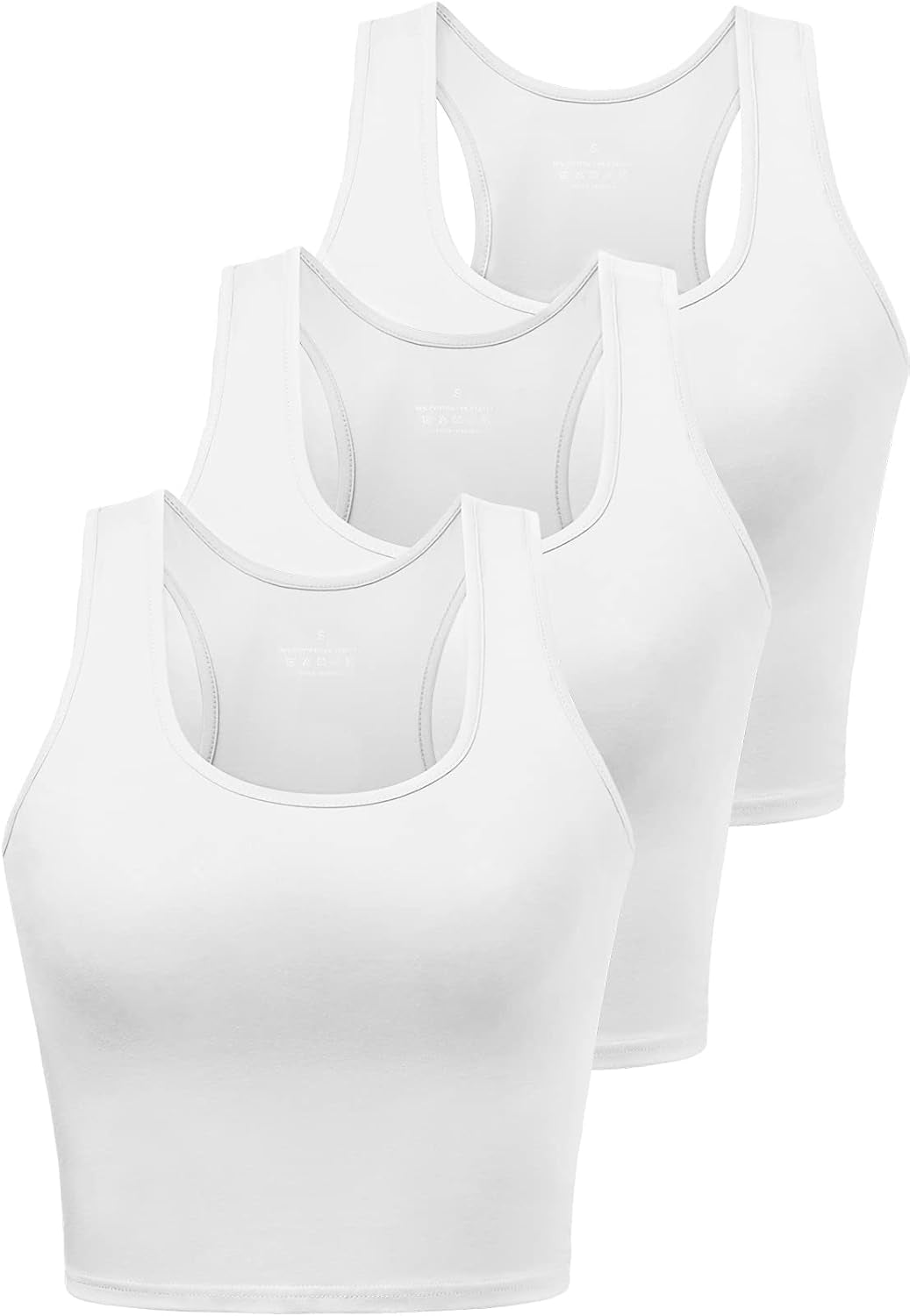 Sports Crop Tank Tops for Women Cropped Workout Tops Racerback Running Yoga Tanks Cotton Sleeveless Gym Shirts 3 Pack