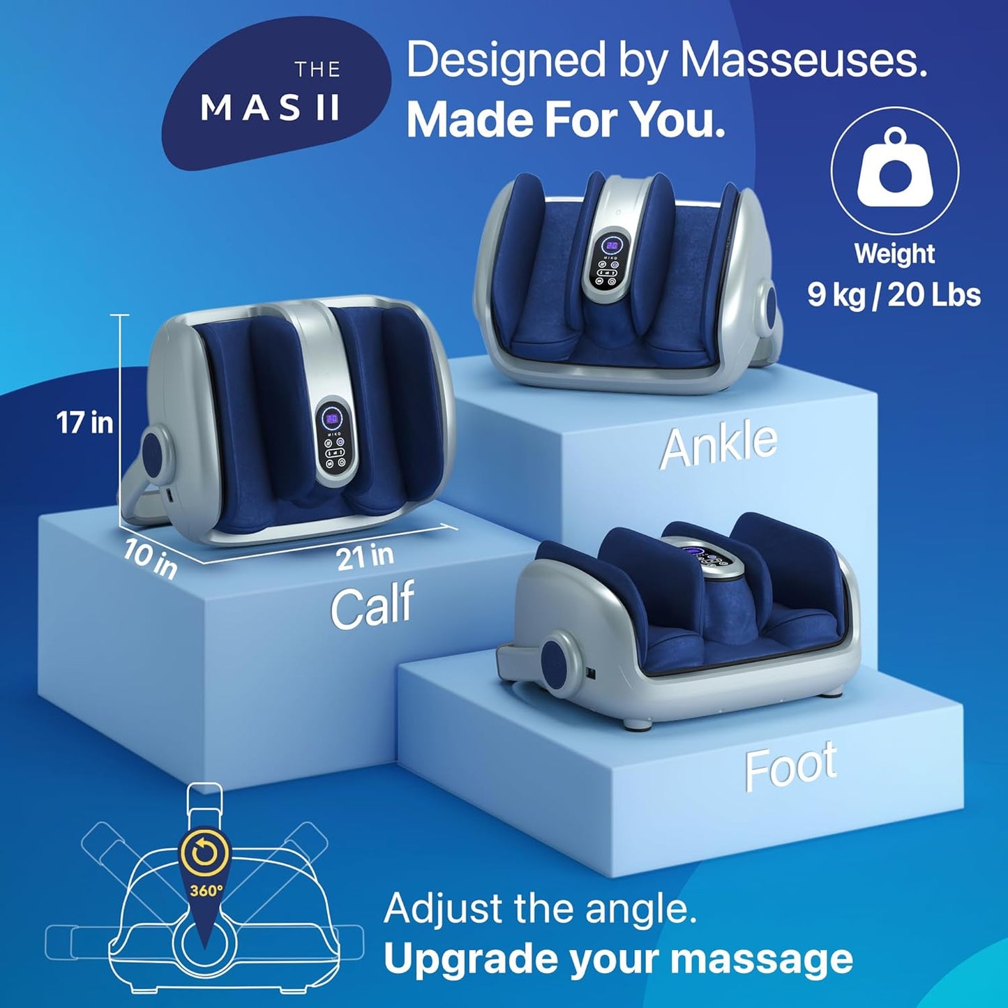 Shiatsu Foot Massager for Circulation & Pain Relief - Deep Tissue Kneading, Heat Therapy for Plantar Fasciitis, Neuropathy, Diabetics - FSA/HSA Eligible - Fits up to Size 15