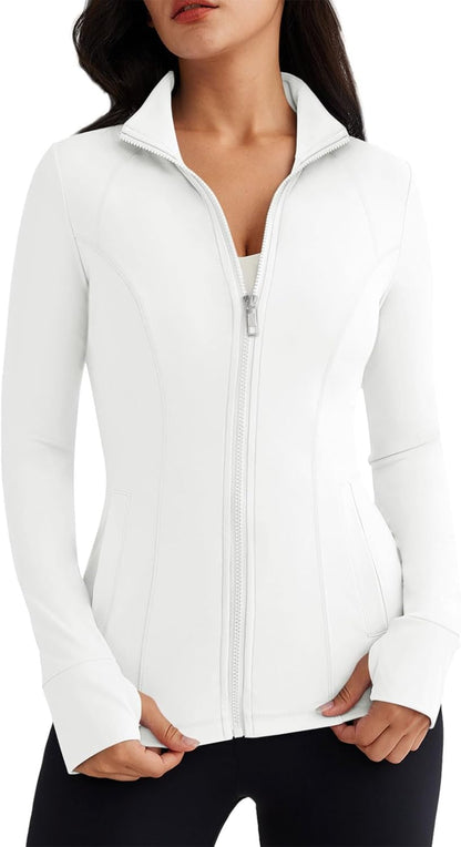 Womens Lightweight Zip up Jackets Mock Turtleneck Fall Hoodies Fitted 2024 Athletic Workout Clothes with Pockets